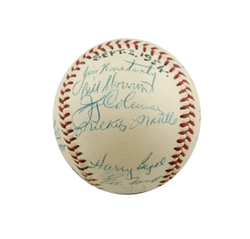 High Grade 1954 New York Yankees Team Signed Official A.L. Baseball (26 Signatures including Mantle)